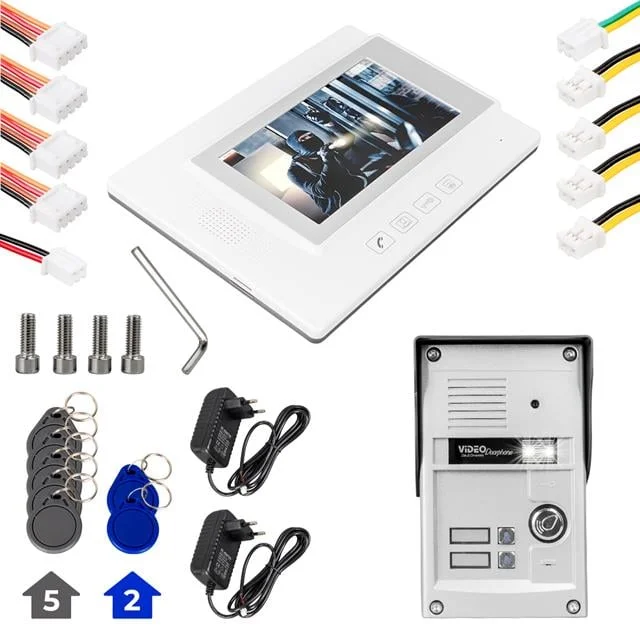 37T2 2 Daire 7’’ NFC Destekli Görüntülü Kapı Zili Interkom Akıllı Ev Güvenliği Siste görsel 3