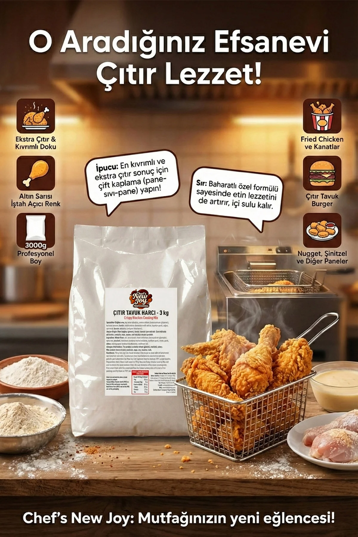 Çıtır Tavuk Pane Harcı 3000 G x 6 Adet - 1 Koli (Koli Bazlı Avantaj Paketi) görsel 4