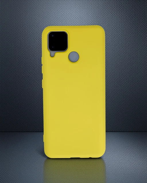 Realme C15 Kılıf Nano İçi Kadife Silikon - Sarı