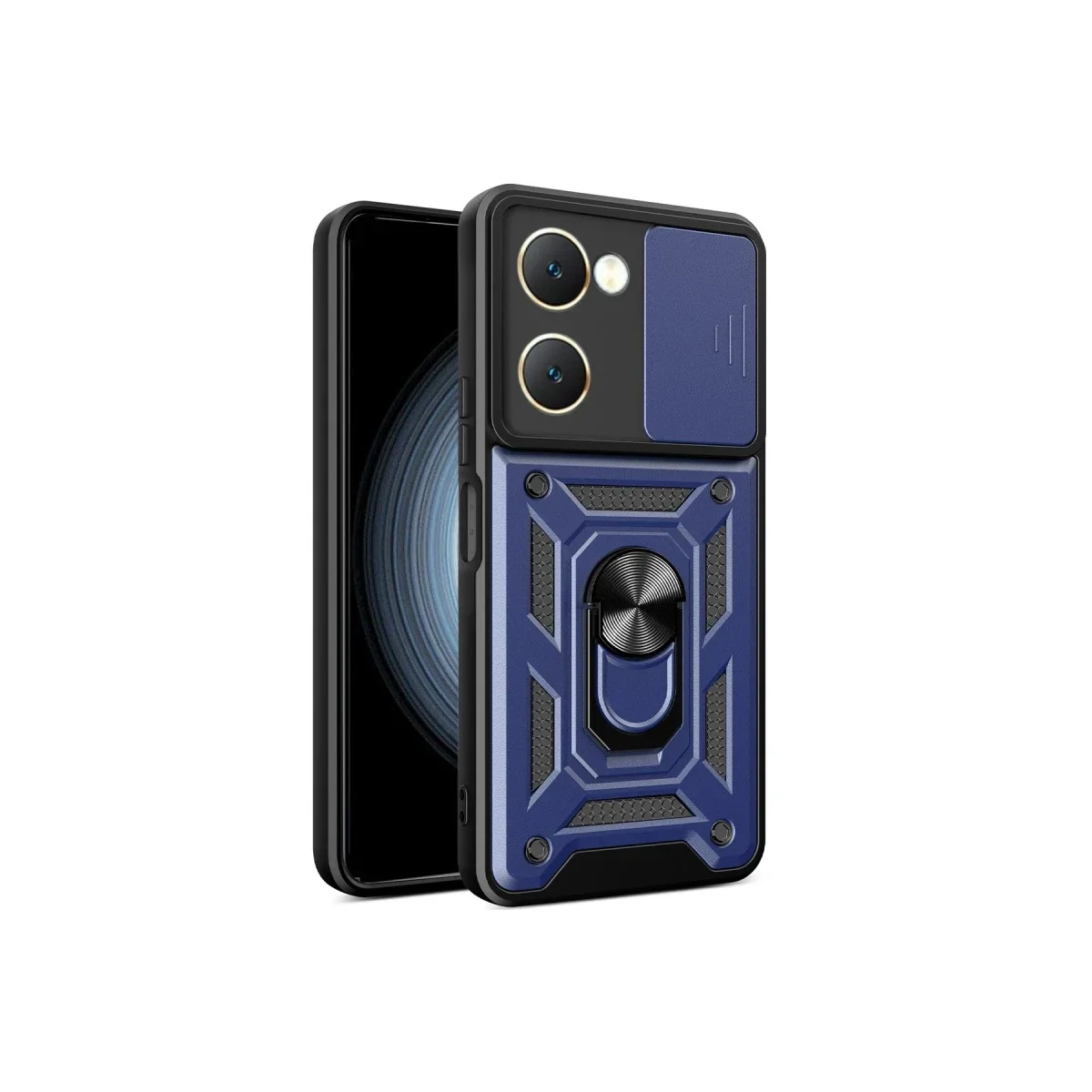 Vivo Y18 Kılıf Pars Lens Yüzüklü Silikon - Lacivert
