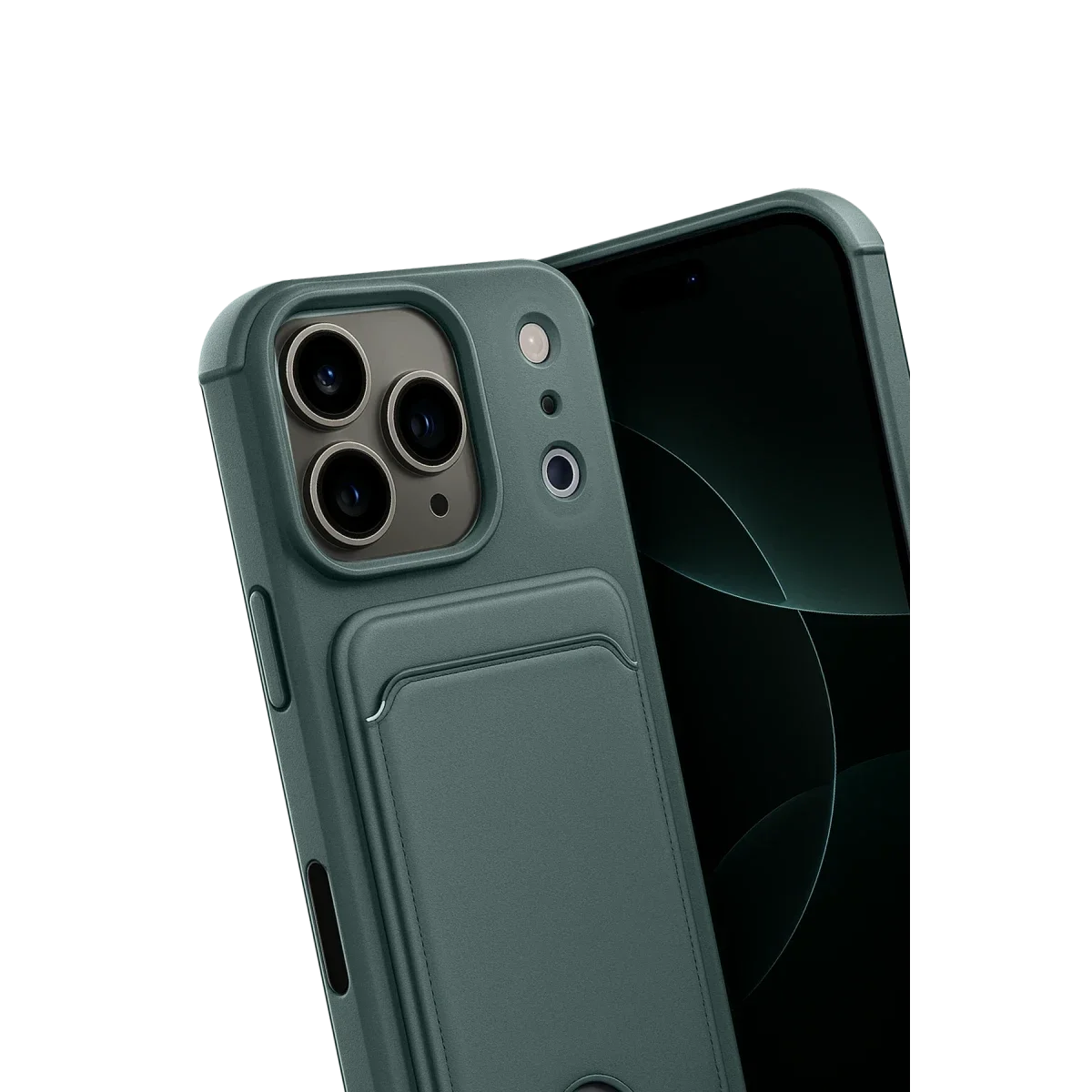Apple iPhone 17 Pro Max Kelvin Kartvizitli Silikon - Koyu Yeşil görsel 3