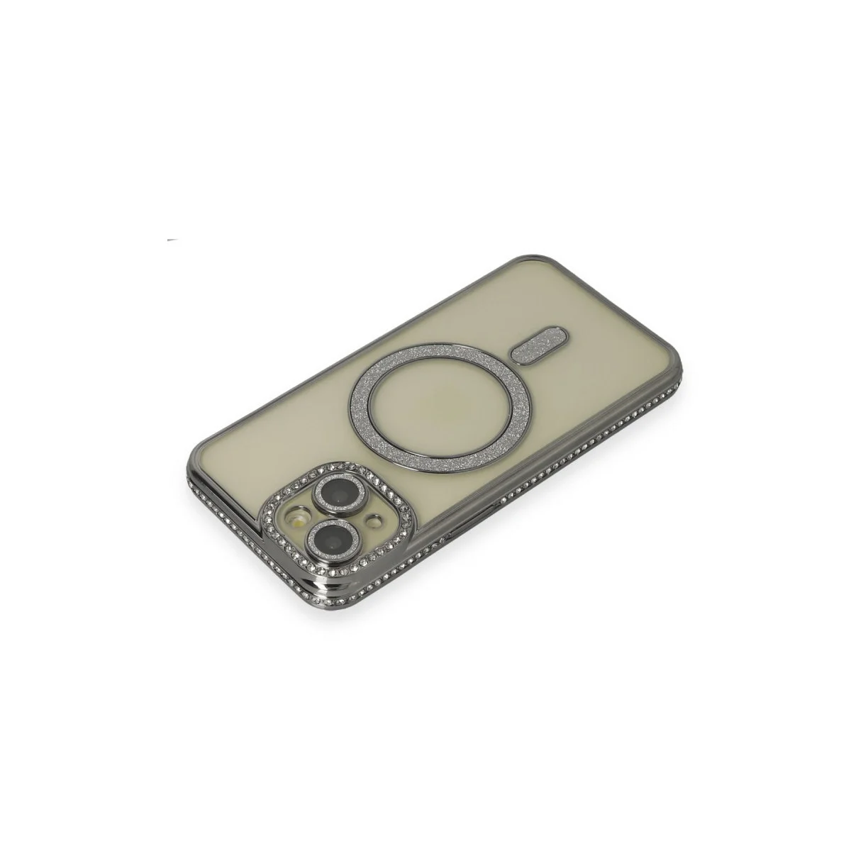 Apple İphone 13 Kılıf Joke Simli Magneticsafe Kılıf - Gri görsel 3