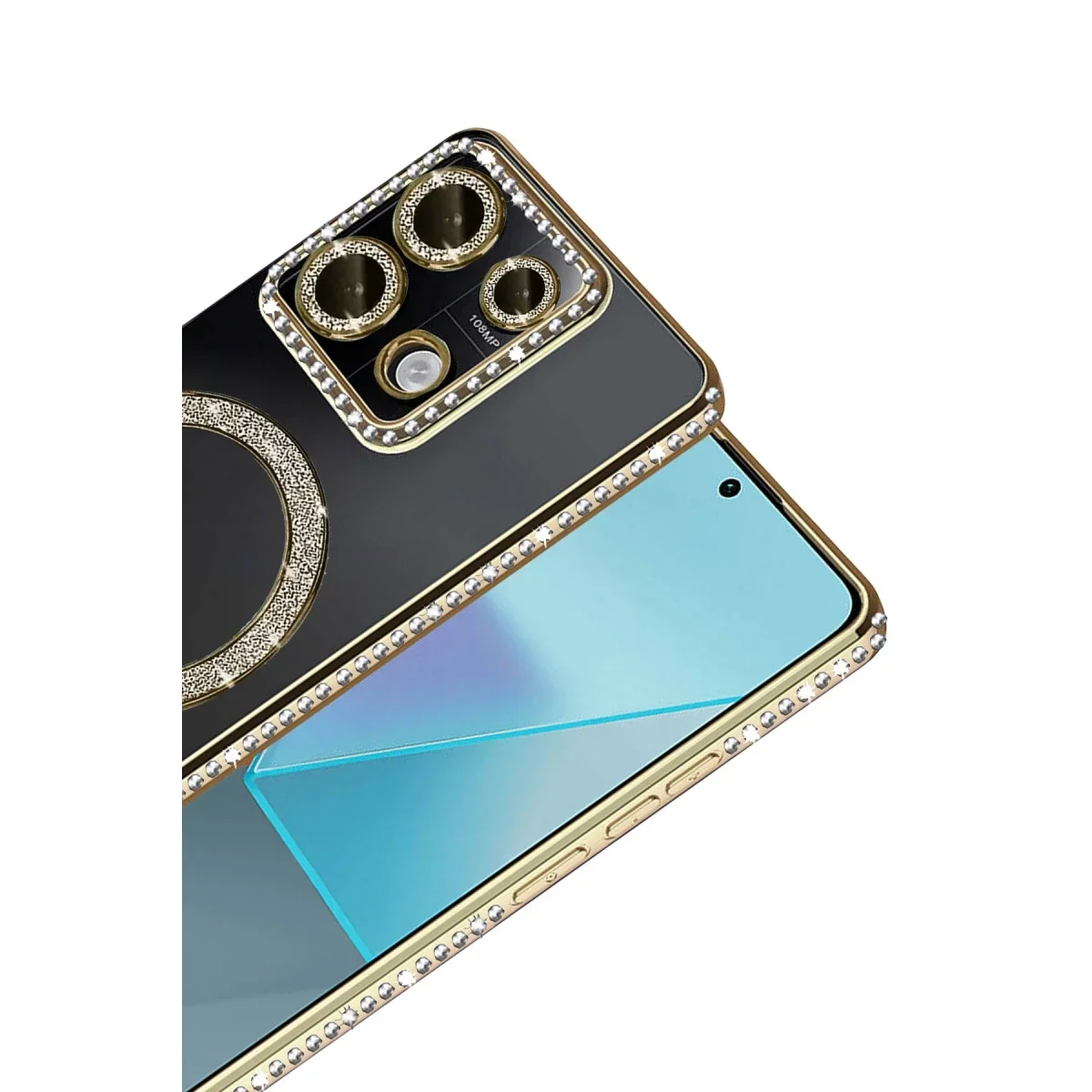 Xiaomi Redmi Note 13 Pro 4G Joke Simli Magneticsafe Kılıf - Gold görsel 2