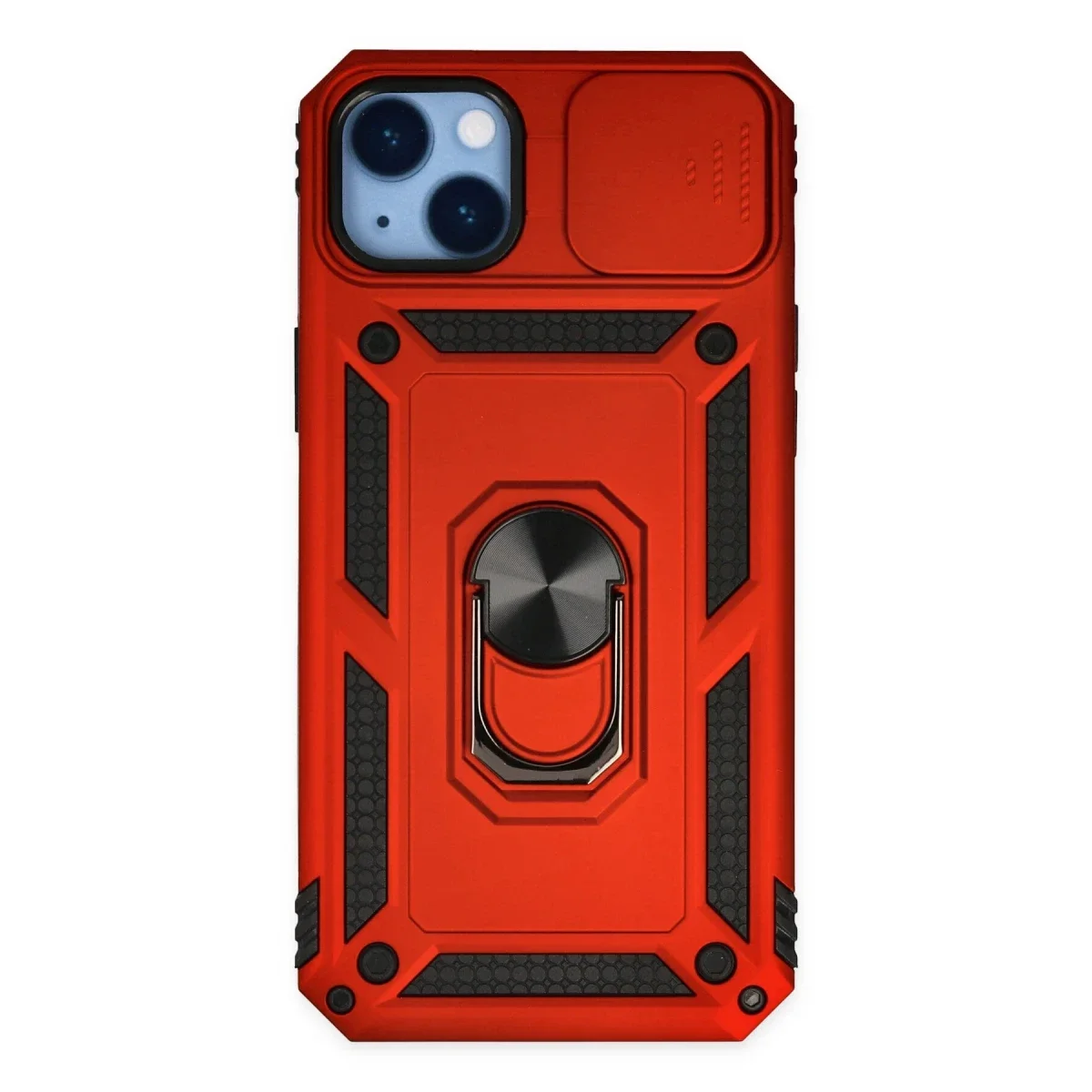 Apple iPhone 14 Plus Kılıf Pars Lens Yüzüklü Silikon - Kırmızı
