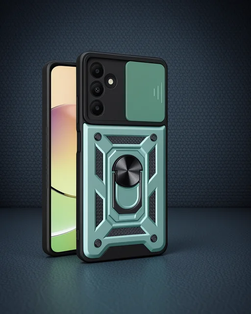 Samsung Galaxy M15 Kılıf Pars Lens Yüzüklü Silikon - Yeşil