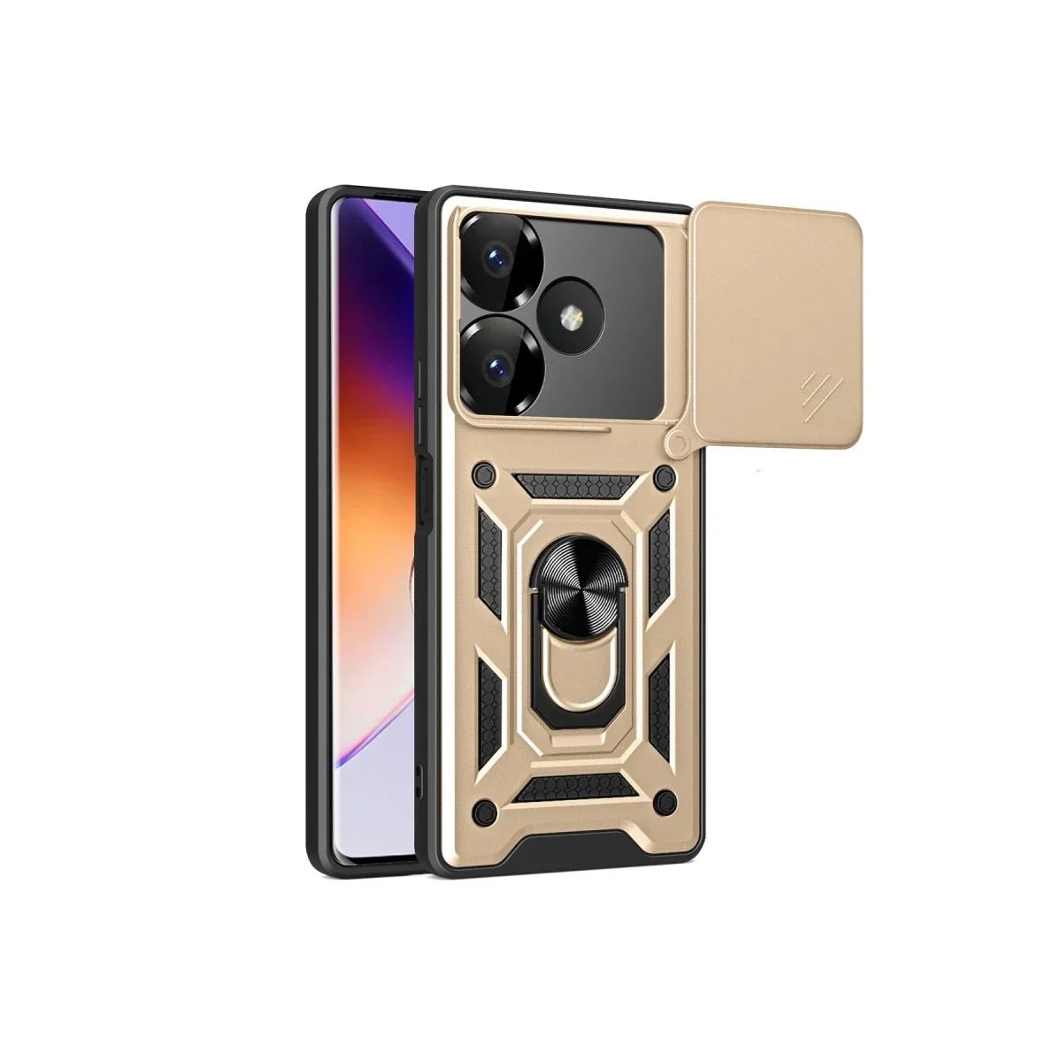 Xiaomi Redmi 13 4G Kılıf Pars Lens Yüzüklü Silikon - Gold