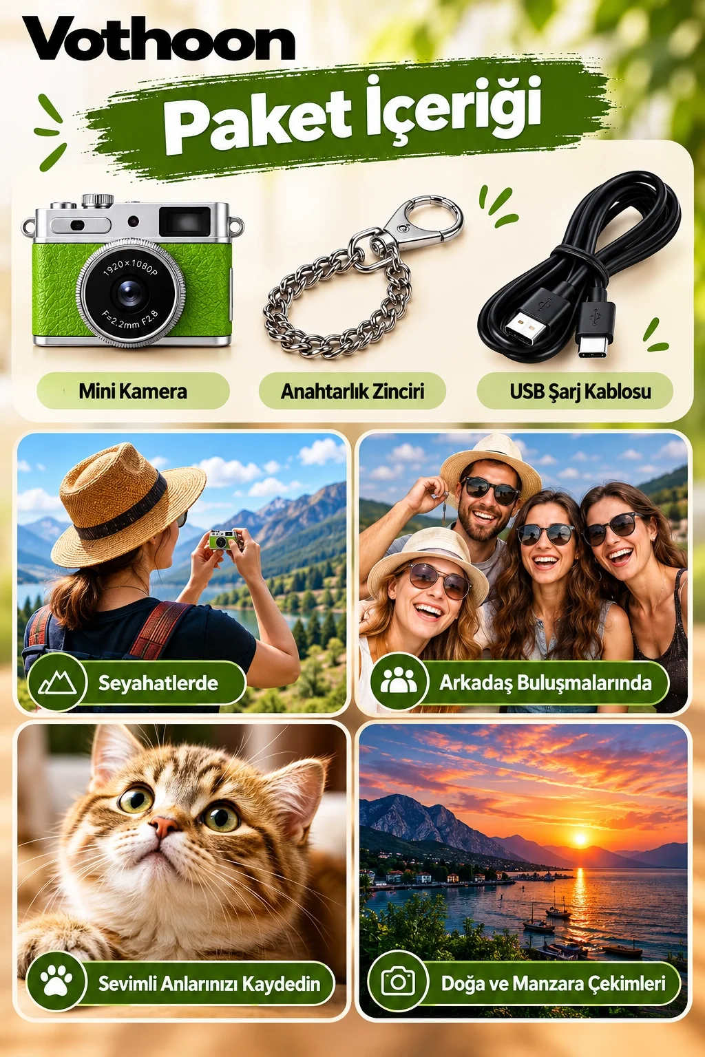 Mini Retro Dijital Kamera 1080P Full HD Fotoğraf & Video Çekimi LCD Ekran Mini Kamera TF Kart Destekli görsel 4