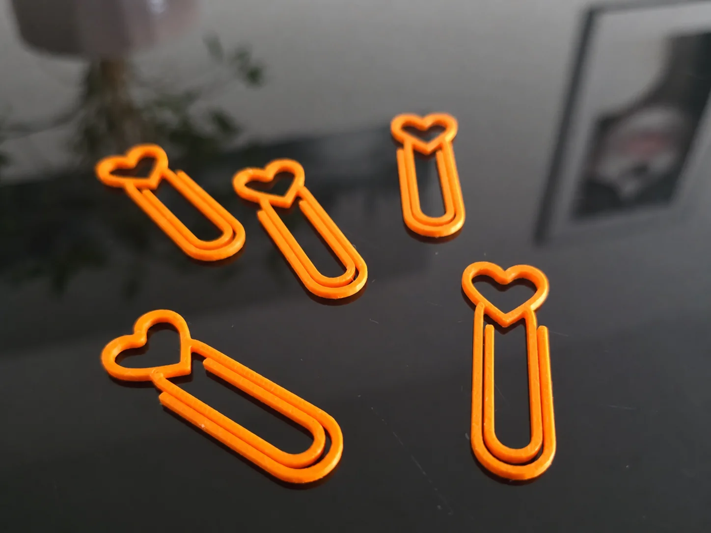 3D Baskı Kalp Figürlü Ataç - 10lu Set - Turuncu
