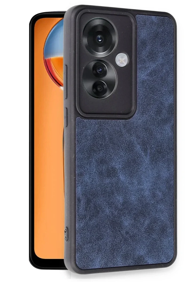 Oppo Reno 11F Kılıf Aras Deri Kapak - Lacivert görsel 2