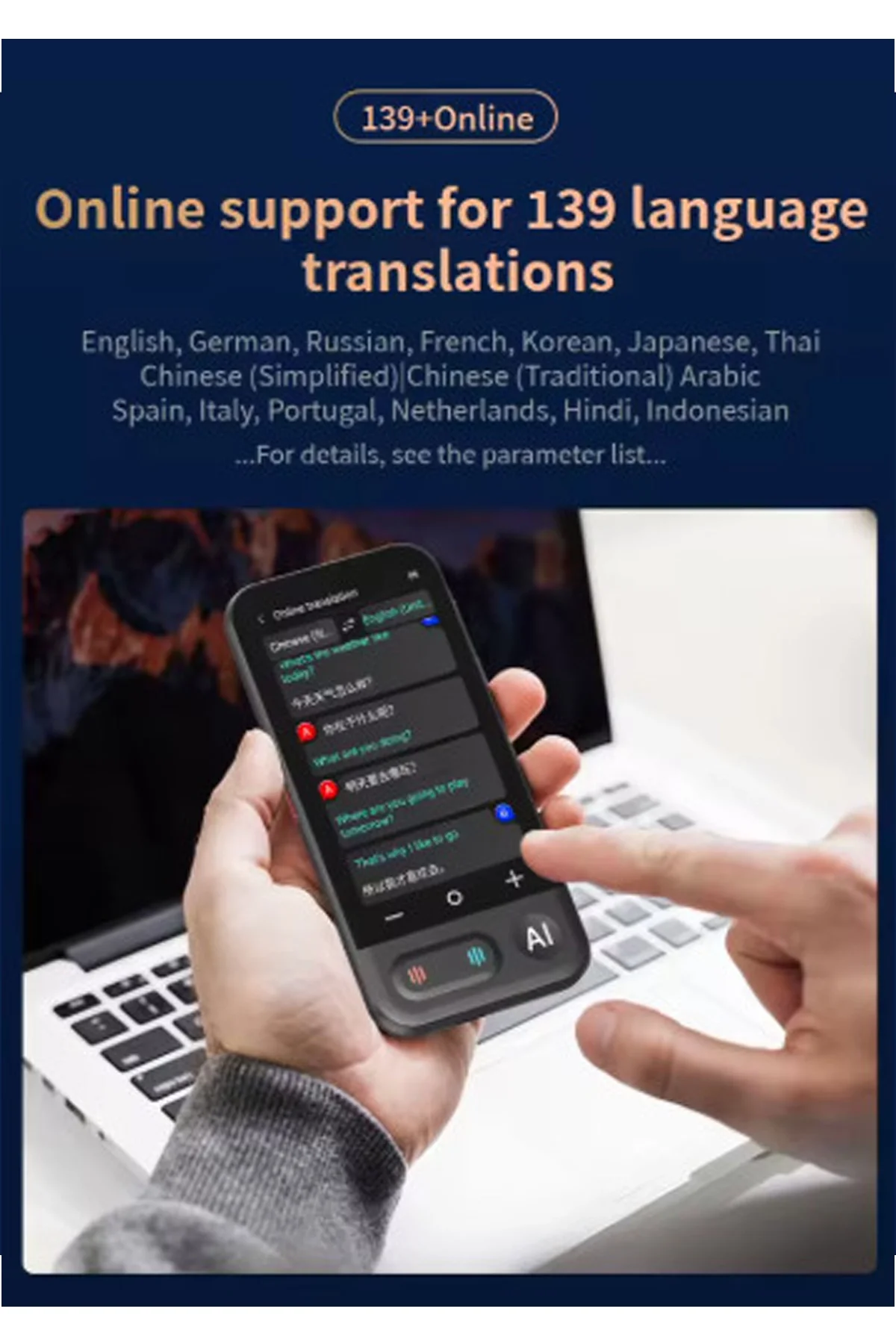 Kameralı 140 Dilde Wifi Özellikli Translator Elektronik Çeviri Cihazı Türkçe Menü görsel 4