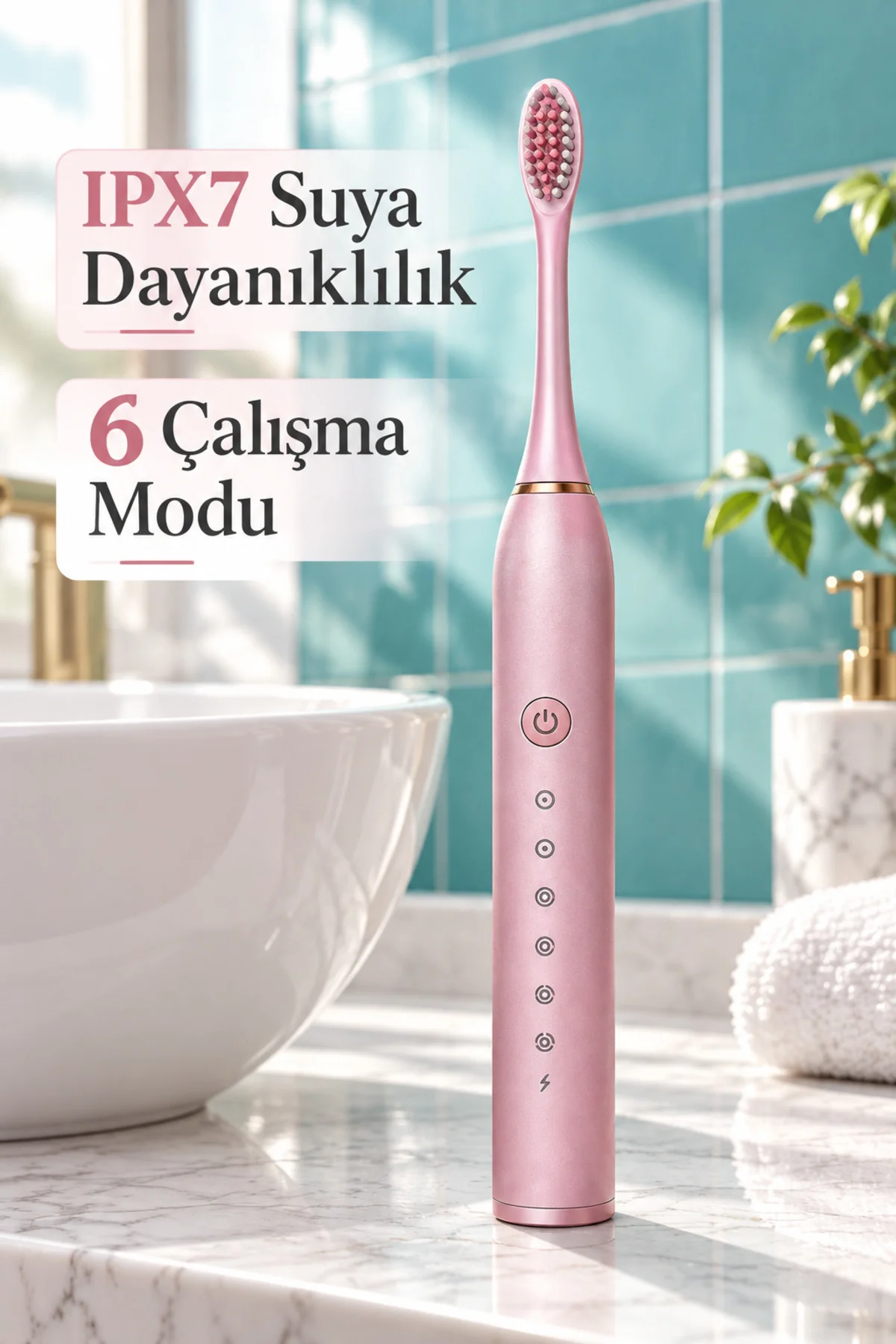 Pembe Elektrikli Diş Fırçası Zamanlayıcılı ve Hafıza Fonksiyonlu görsel 3
