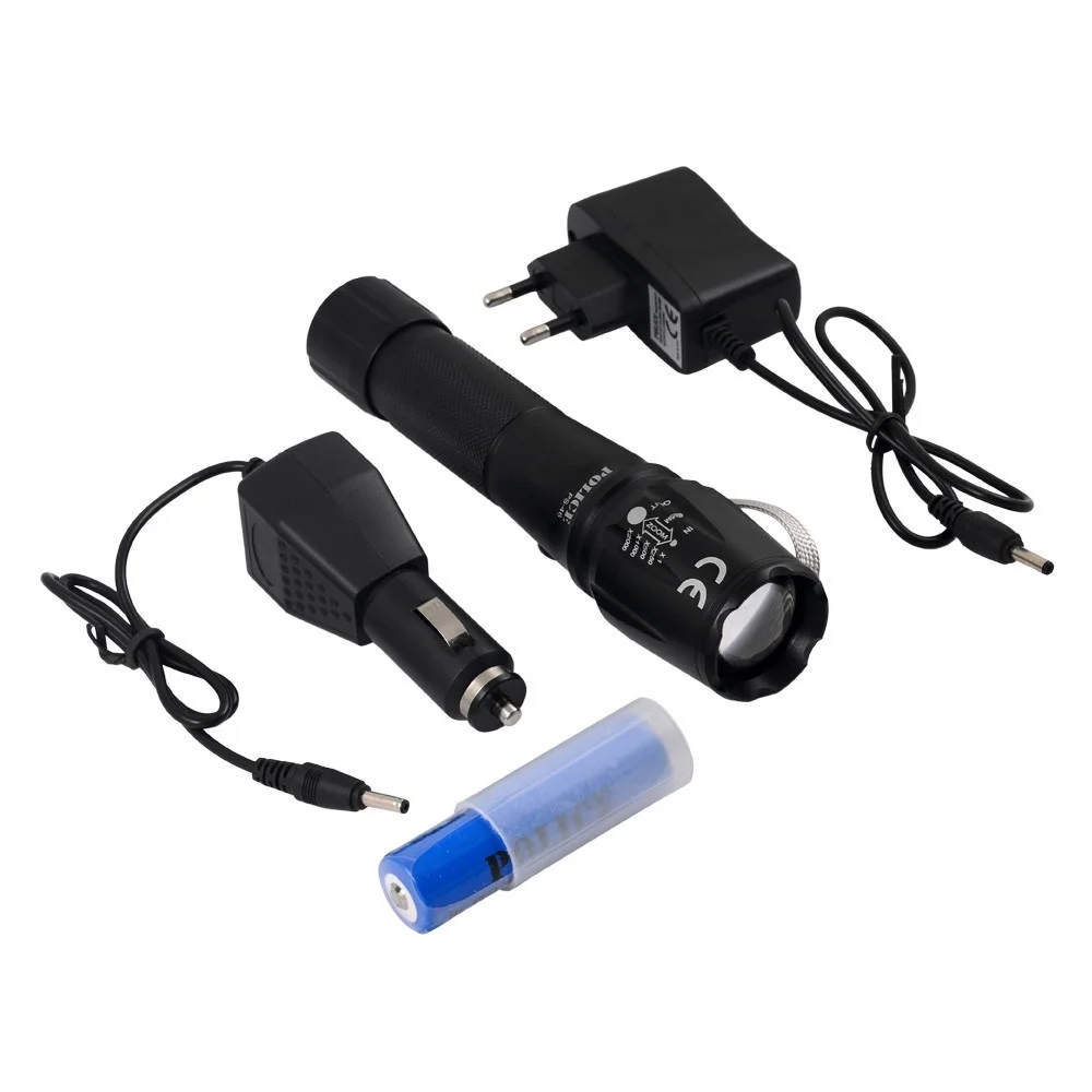 PS-46 XML-T6 LED Şarjlı El Feneri 500 Lümen Zoomlu Araç Duvar Şarj Setli görsel 4