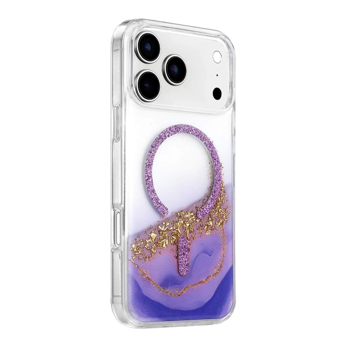 Onegif Apple İphone 17 Pro Max Lotus Simli Magsafe Kapak - Mor görsel 2
