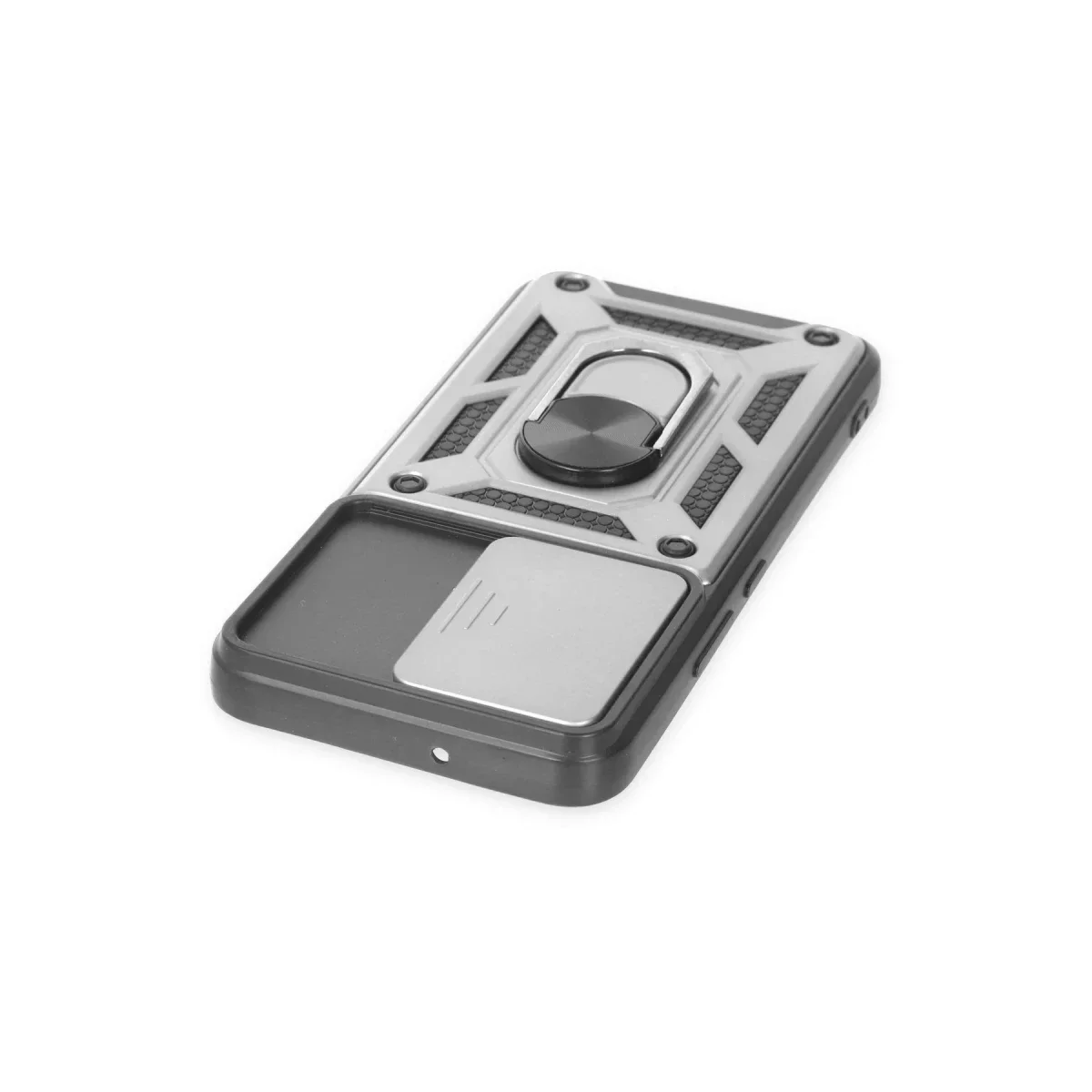 Samsung Galaxy S24 Kılıf Pars Lens Yüzüklü Silikon - Gümüş görsel 4