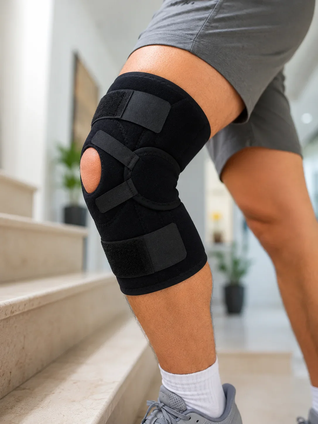 Yan Destekli Ligamentli Dizlik Açık Patella Ayarlanabilir Spor ve Günlük Kullanım görsel 4
