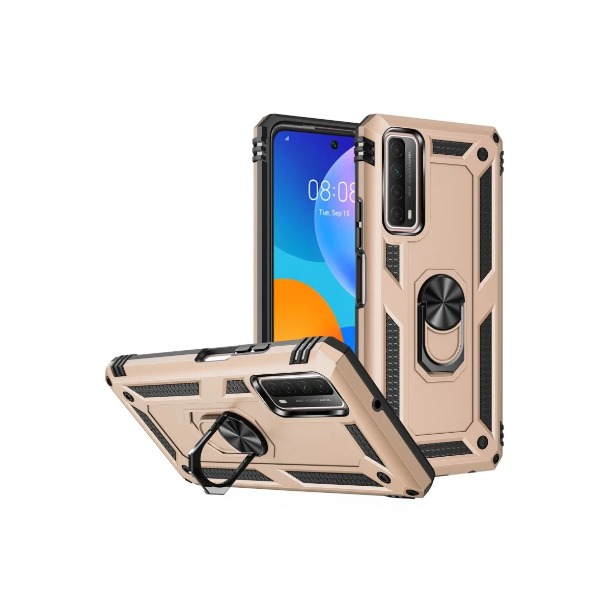 Huawei P Smart 2021 Kılıf Sofya Yüzüklü Silikon Kapak - Gold görsel 2