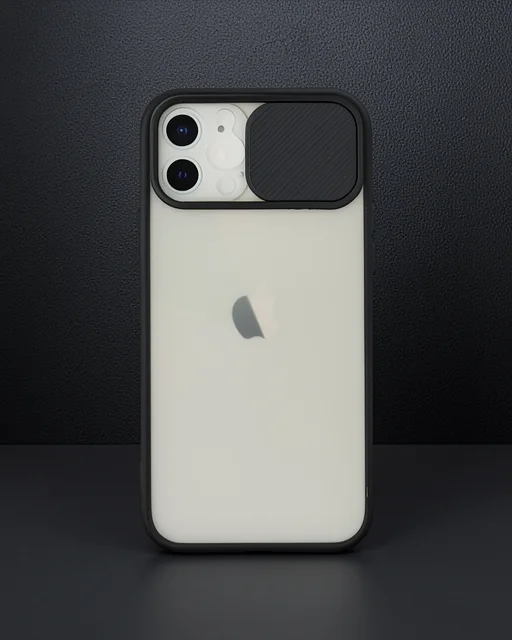 Apple İphone 12 Kılıf Palm Buzlu Kamera Sürgülü Silikon - Siyah
