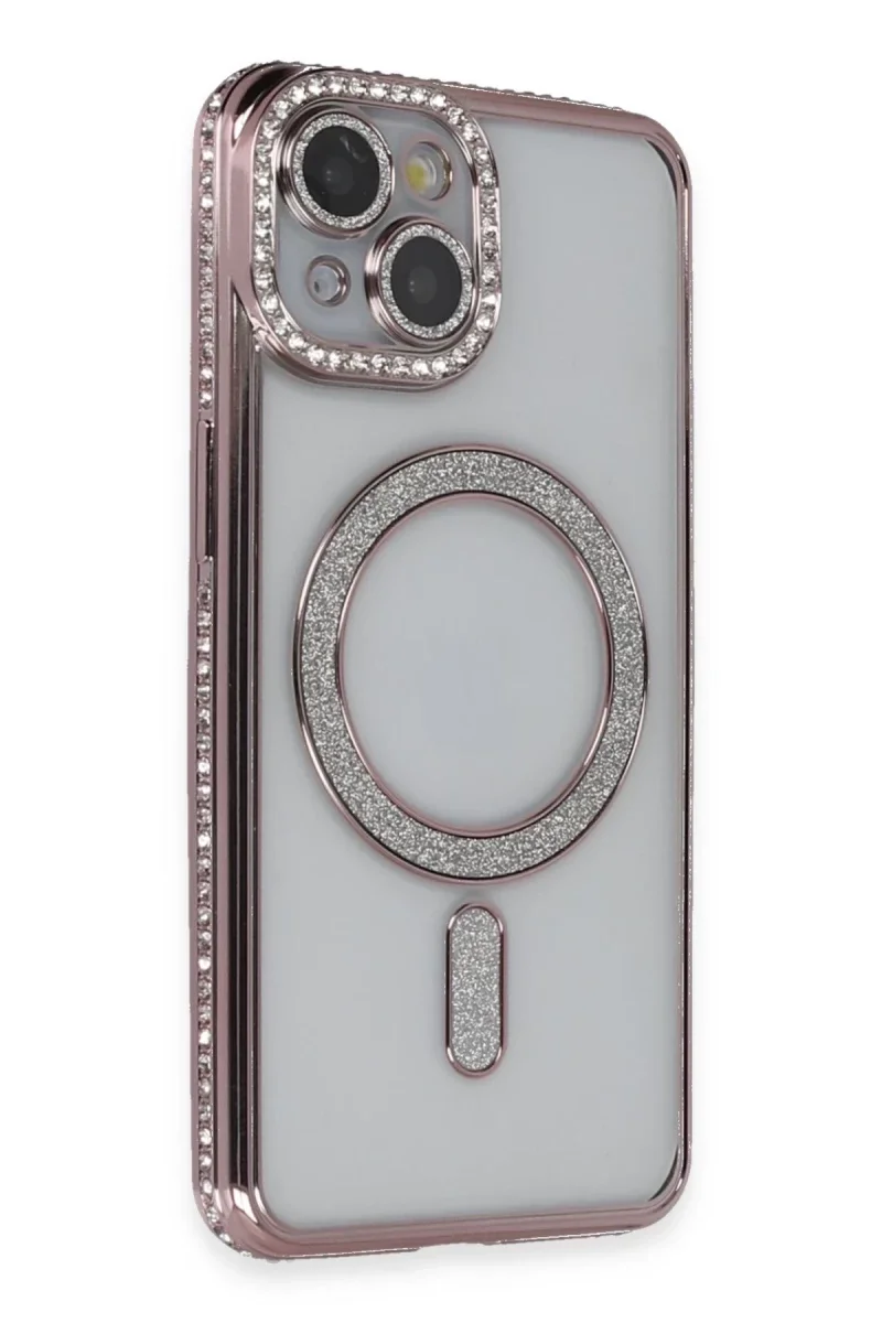Apple iPhone 13 Kılıf Joke Simli Magneticsafe Kılıf - Pembe