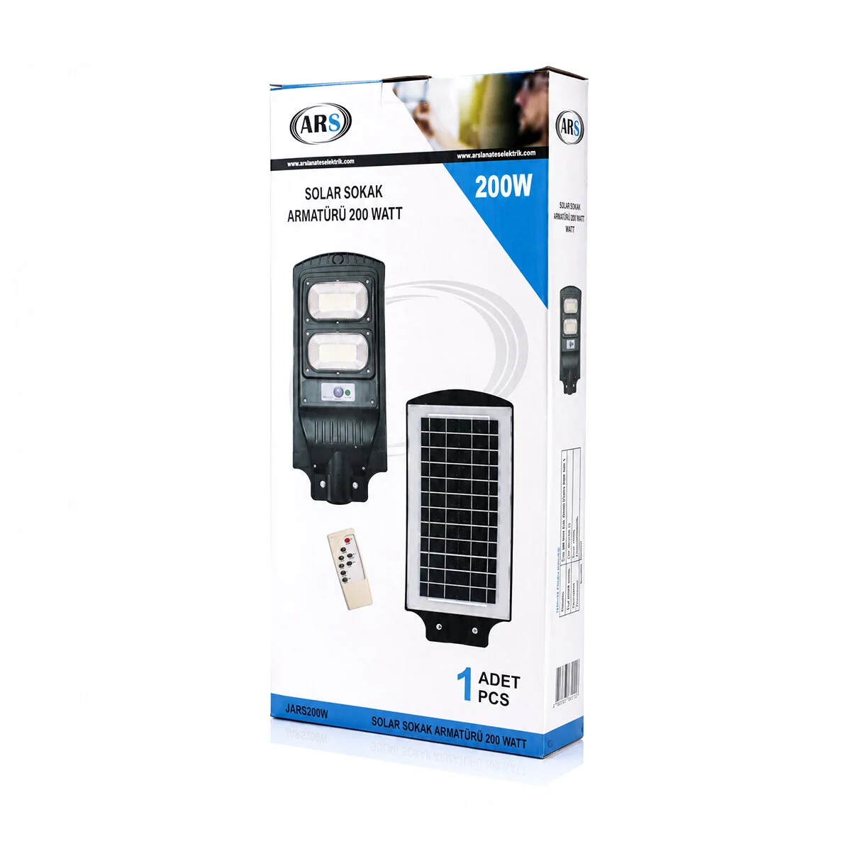 200W - 6500K Solar - Güneş Enerjili Sokak Lambası - Armatür Sensörlü Bahçe-balkon-sokak ARS-348965 görsel 3