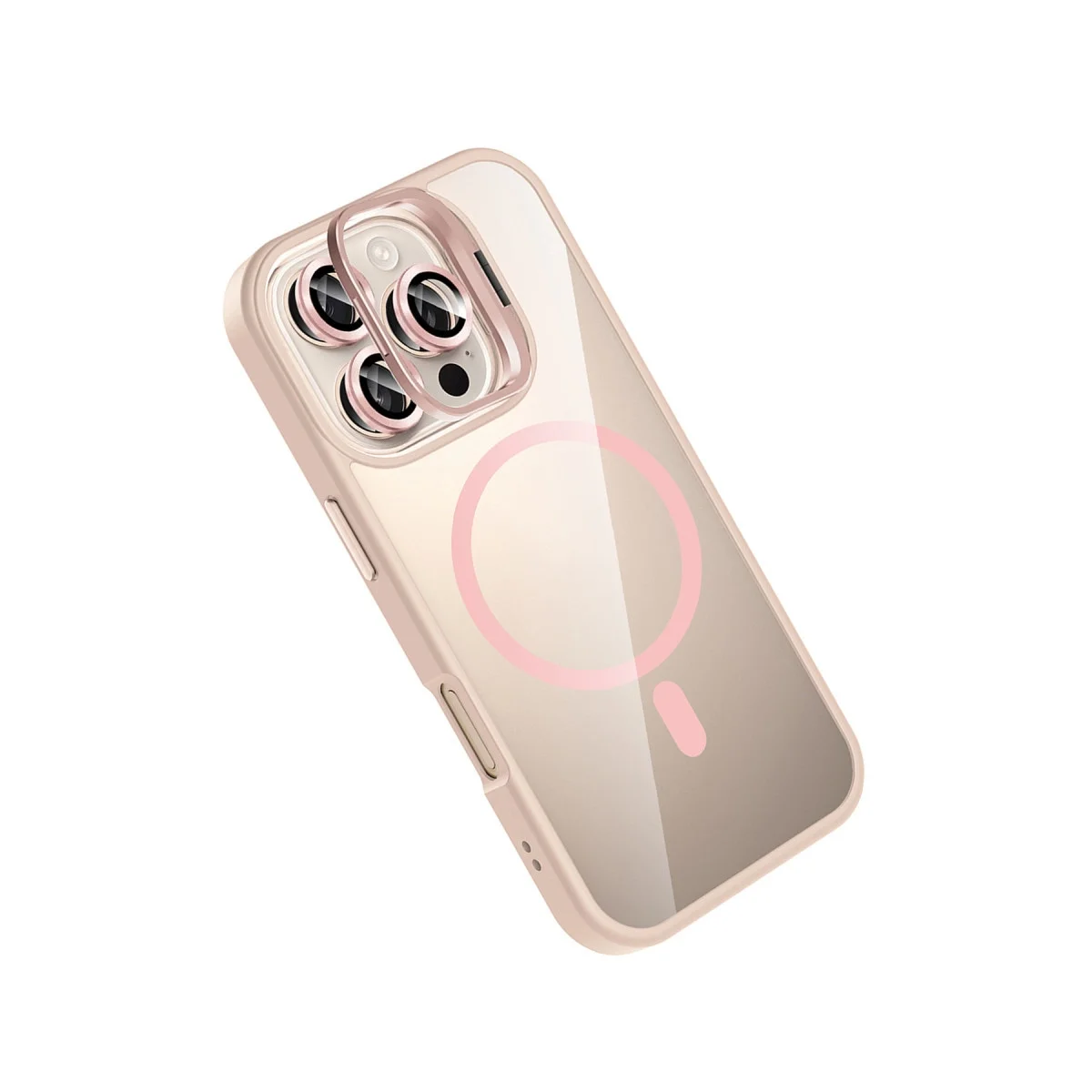 Joko Apple İphone 16 Pro Max Rem Lensli Magsafe Standlı Kapak - Pembe görsel 3