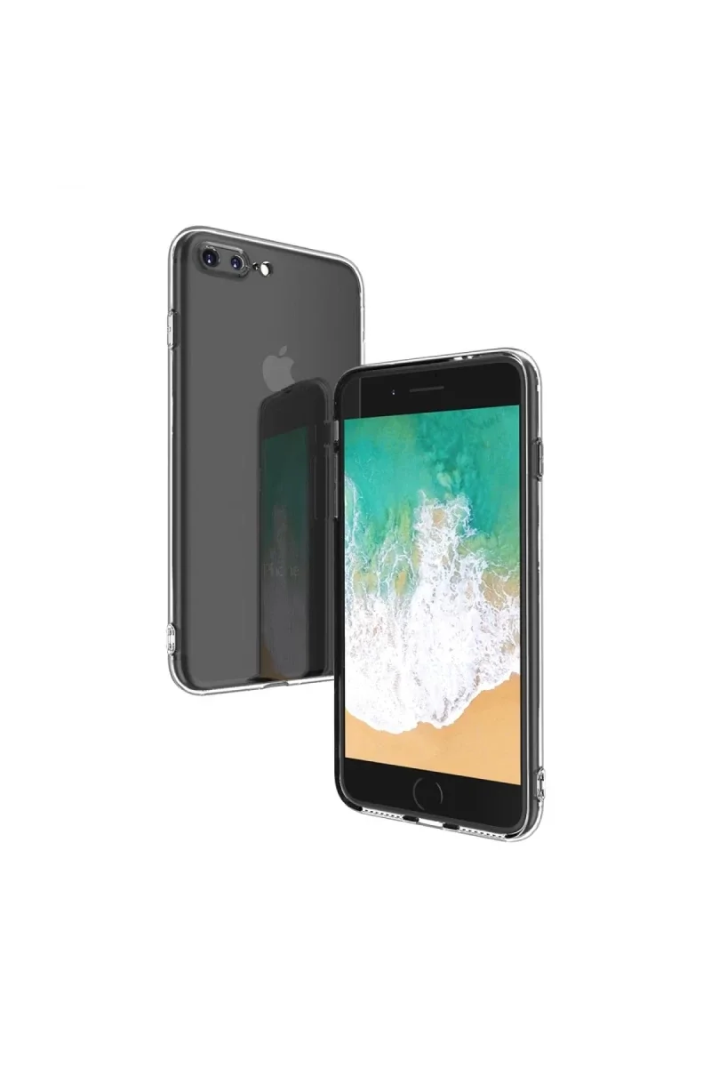 Apple iPhone 8 Plus Kılıf Deluxe 2mm Şeffaf Silikon görsel 3