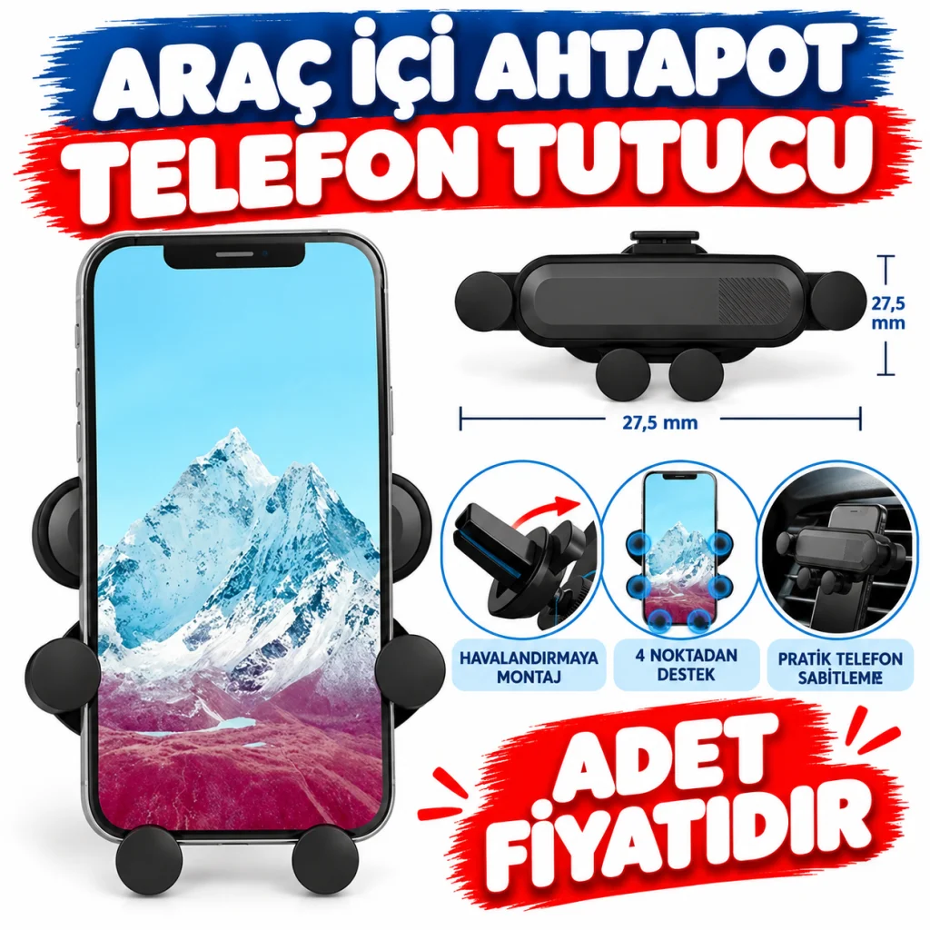 4 Nokta Destekli Araç İçi Cep Telefonu Sabitleyici Tutucu Aparat (adet fiyatıdır)