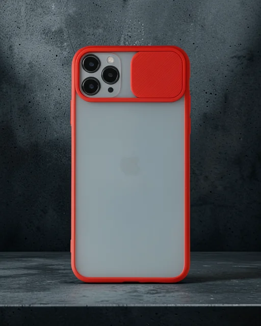 Apple İphone 11 Pro Kılıf Palm Buzlu Kamera Sürgülü Silikon - Kırmızı