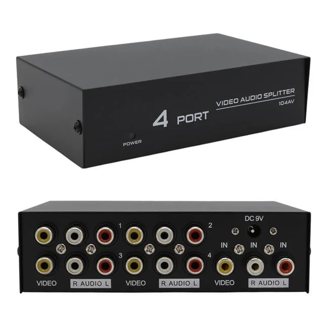 AV-104 4 Port AV CVBS RCA Video Audio Splitter Çoğaltıcı Dağıtıcı görsel 4