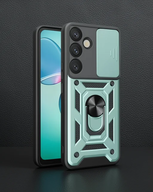 Samsung Galaxy S25 Kılıf Pars Lens Yüzüklü Silikon - Yeşil