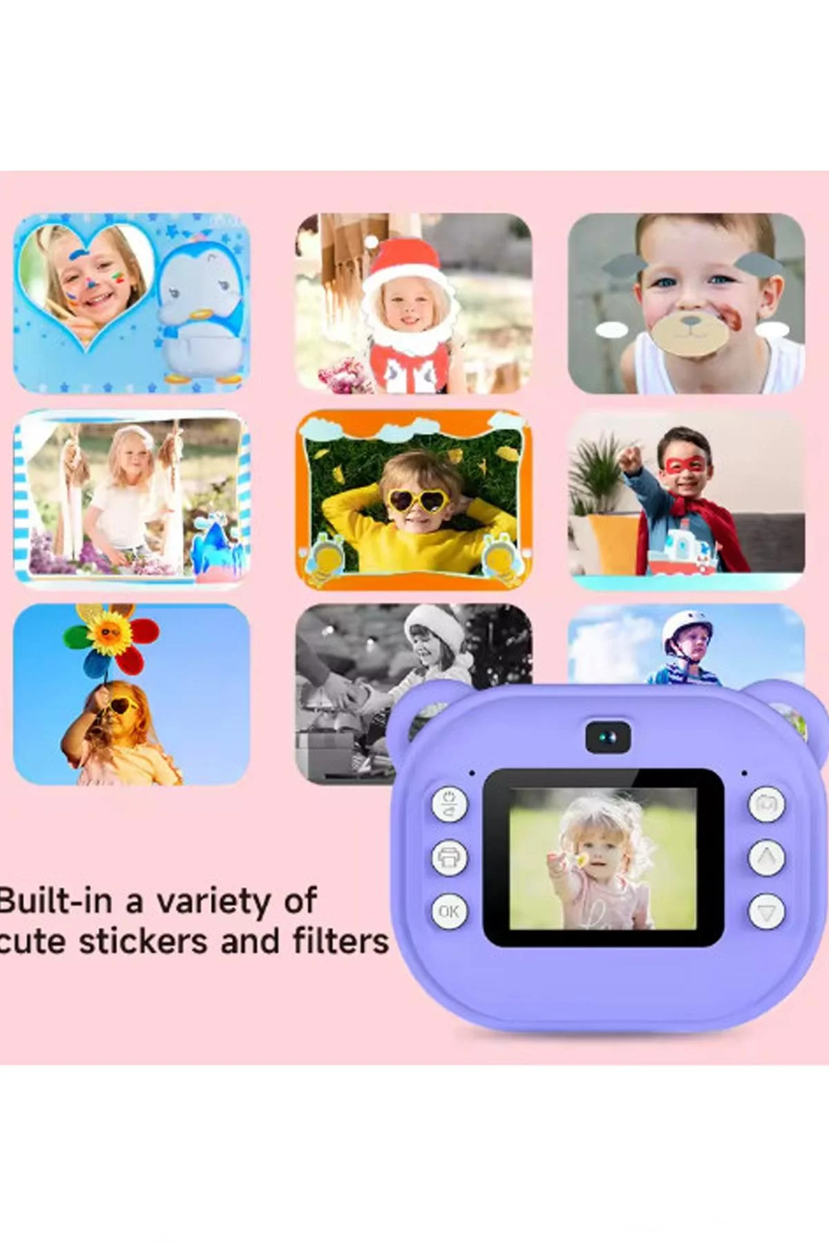 Vothoon Dijital Video Kayıt Fotoğraf Çocuk Kamerası Anlık Termal Resim Kağıt Baskılı Vtn-09 görsel 5