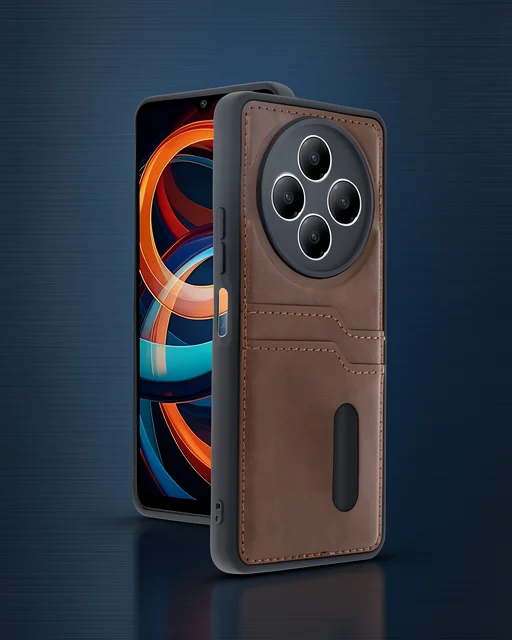 Xiaomi Redmi 14c Kılıf Sara Kartvizitli Deri Kılıf - Taba