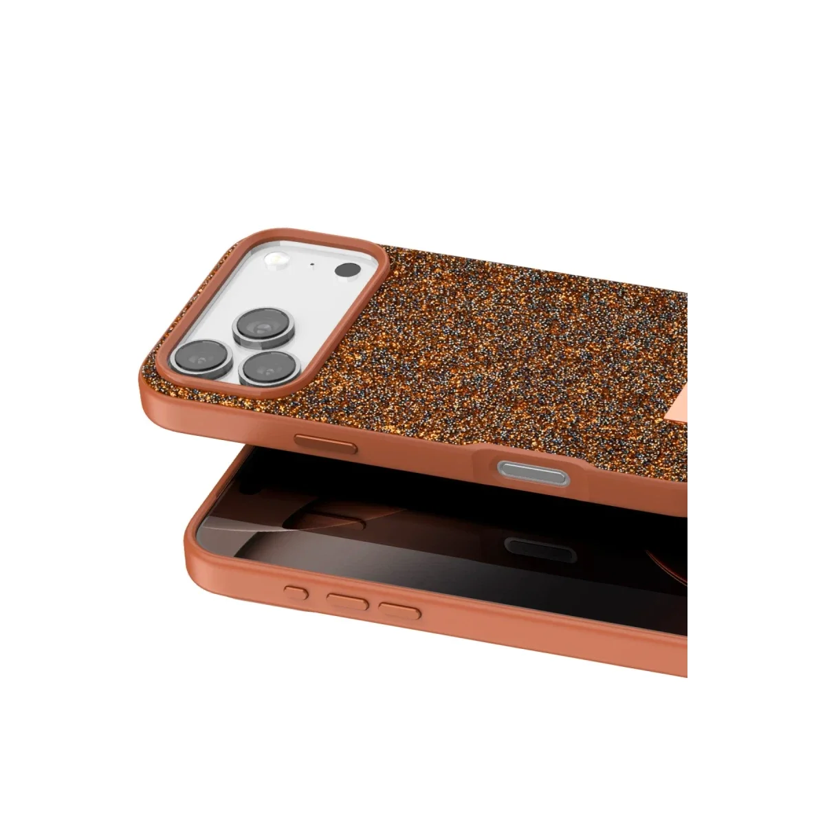 Onegif Apple iPhone 17 Pro Bright Simli Kapak - Turuncu görsel 2