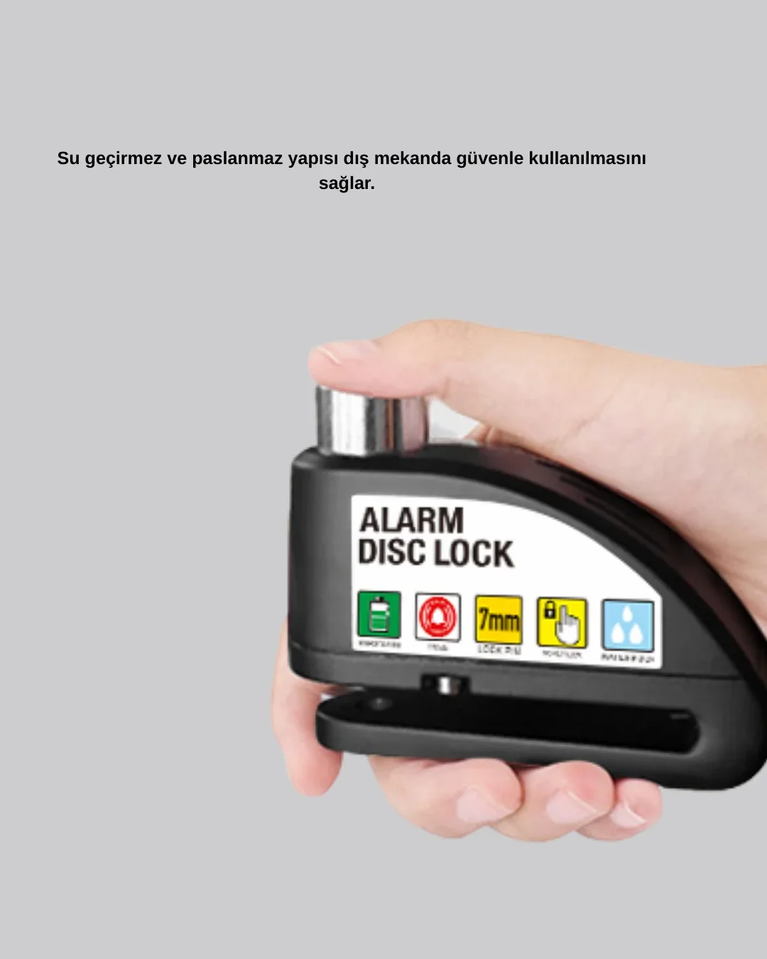 110 dB Alarmlı Disk Fren Kilidi Su Geçirmez Çelik Gövde Motosiklet Güvenlik görsel 3