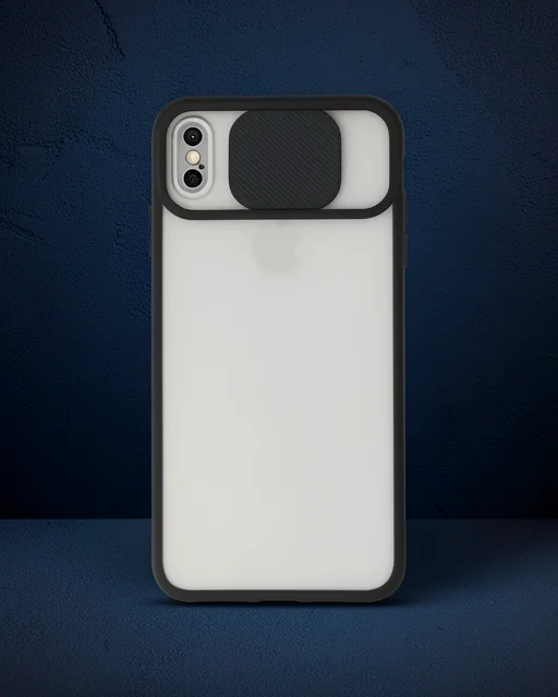 Apple İphone Xs Max Kılıf Palm Buzlu Kamera Sürgülü Silikon - Siyah