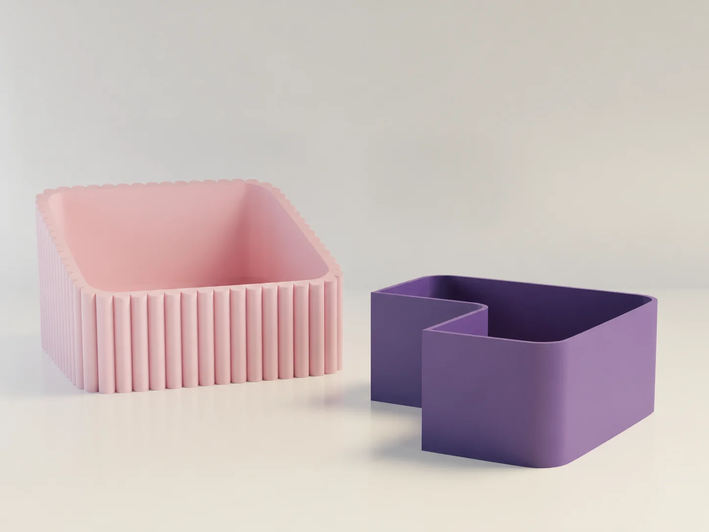 3D Baskı Fıstık Kasesi - Çift Hazneli Kabuk Ayırıcı Sunum Kasesi - Pembe Mor görsel 2