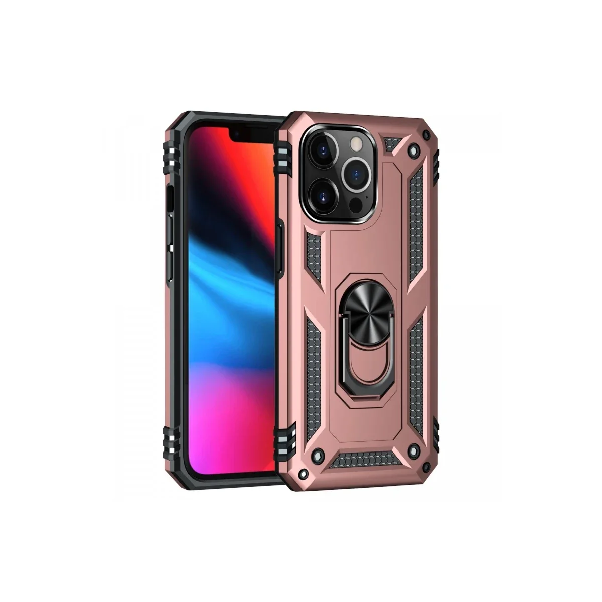 Apple iPhone 13 Pro Kılıf Sofya Yüzüklü Silikon Kapak - Rose