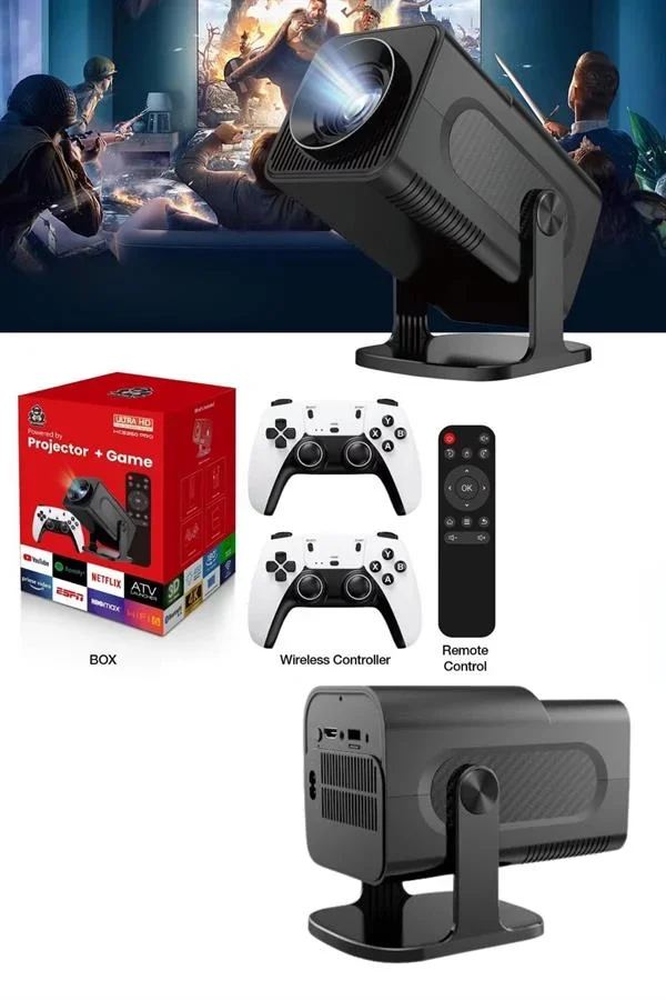 4K Android Smart Wi-fi Çift Kollu Projeksiyon Game Box Kumandalı Taşınabilir Yeni Nesil görsel 3