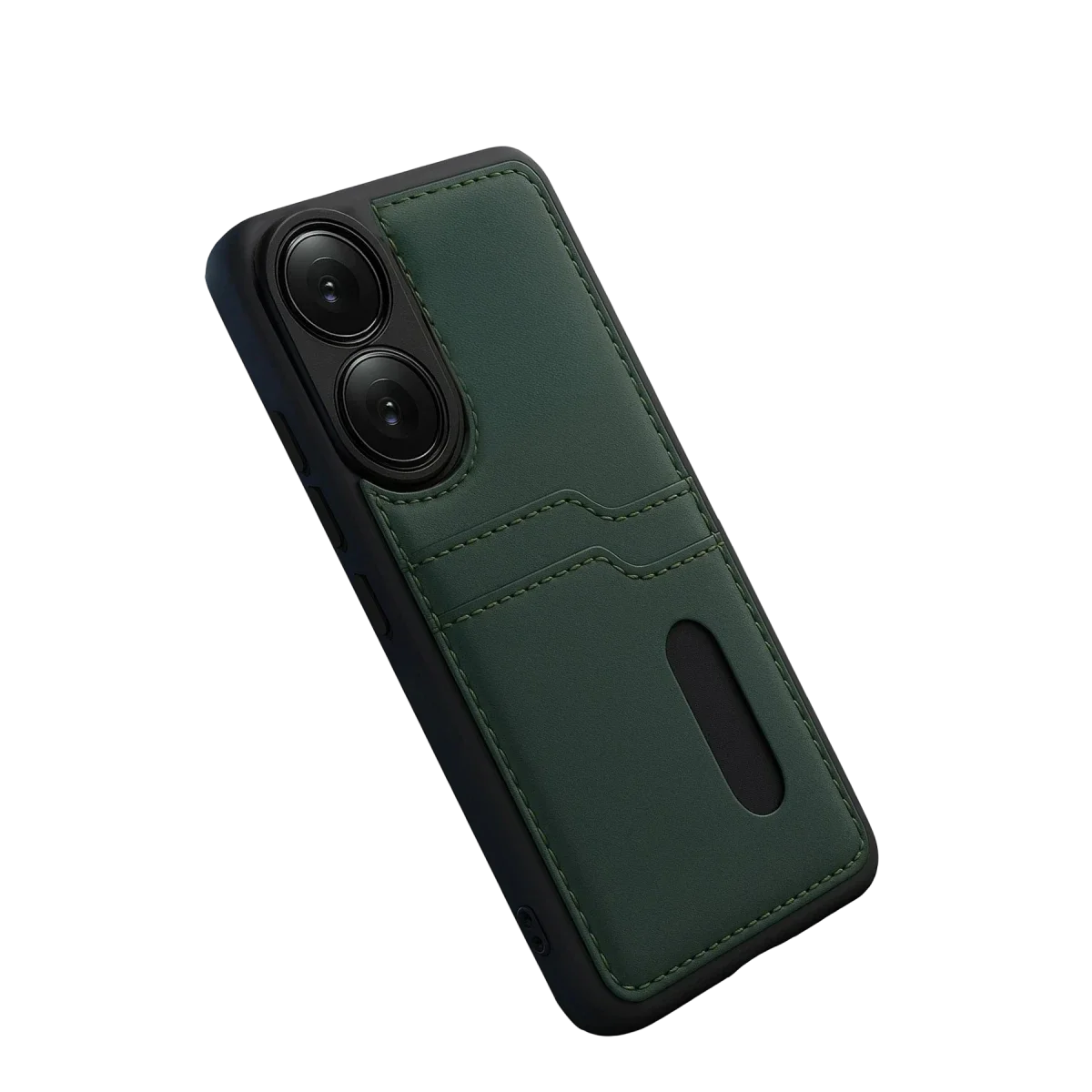 Oppo A38 Sara Kartvizitli Deri Kılıf - Yeşil görsel 4