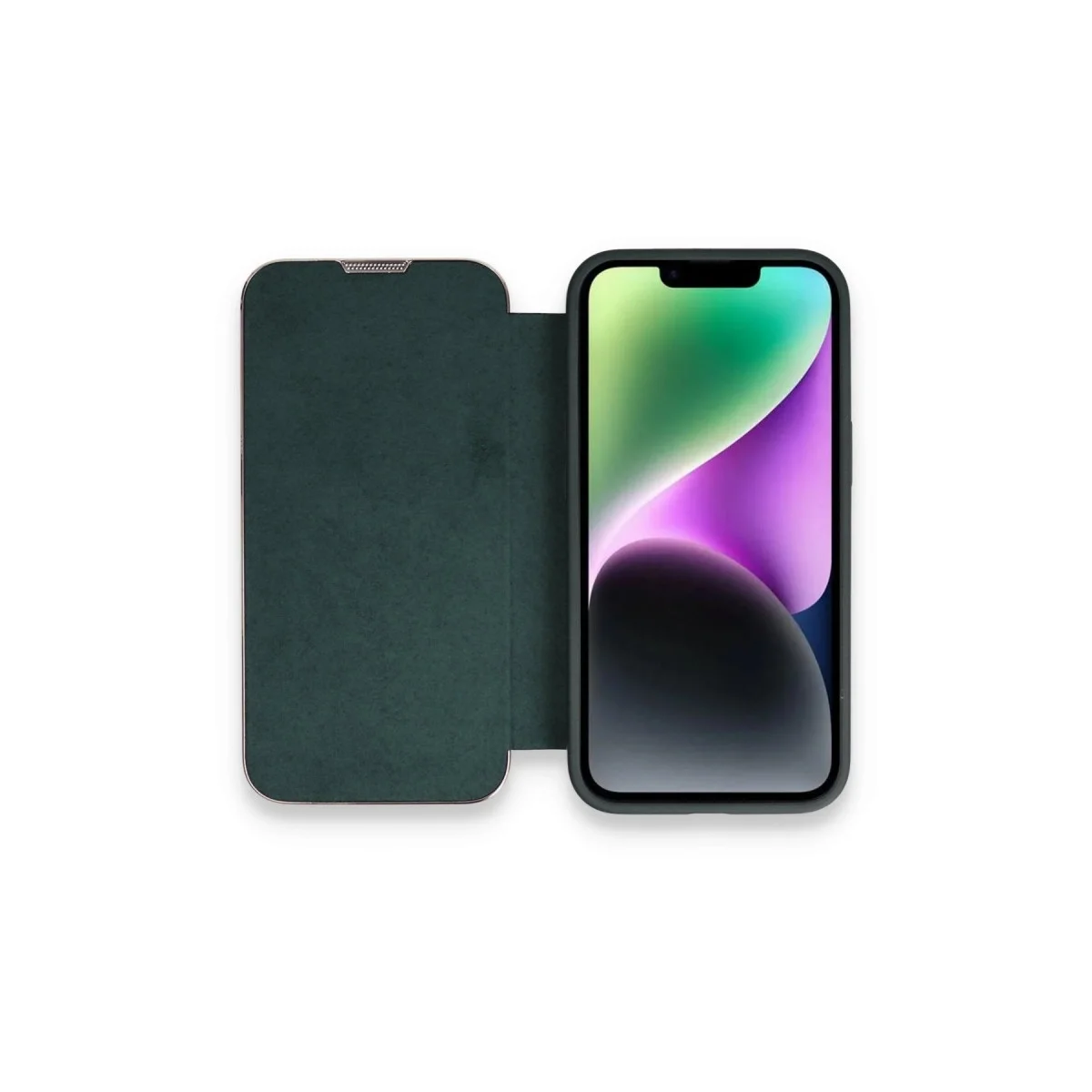 Apple İphone 14 Pro Kılıf Dolpin Kapaklı - Koyu Yeşil
