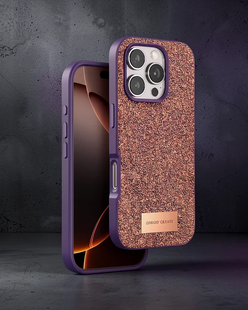 Onegif Apple İphone 16 Pro Bright Simli Kapak - Derin Mor