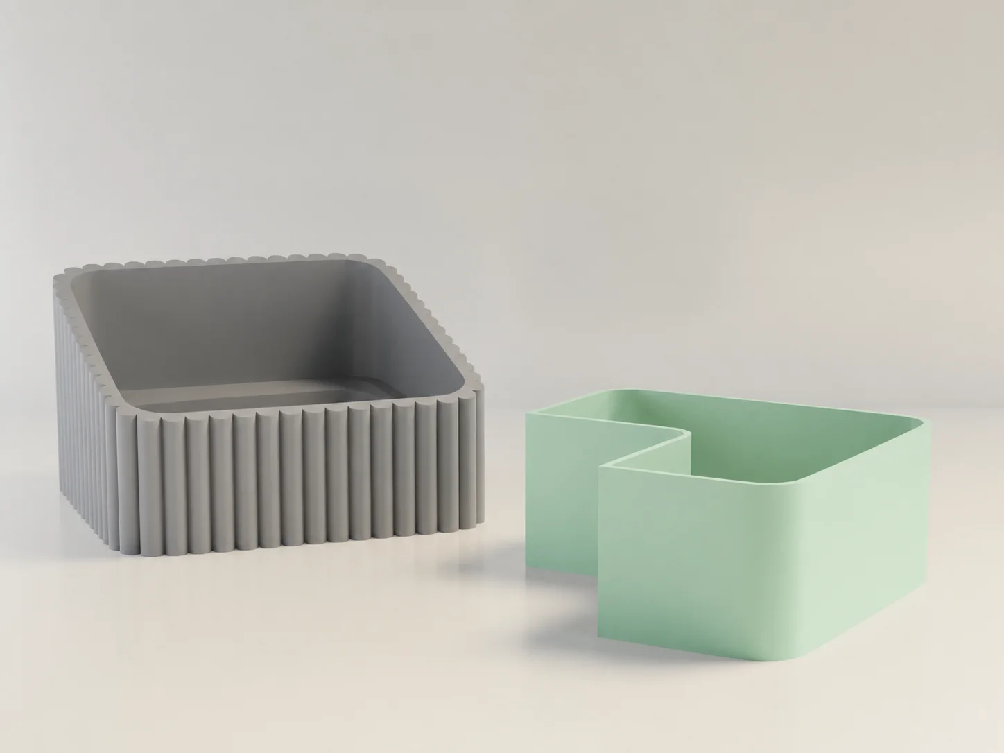 3D Baskı Fıstık Kasesi - Çift Hazneli Kabuk Ayırıcı Sunum Kasesi - Gri Mint görsel 2