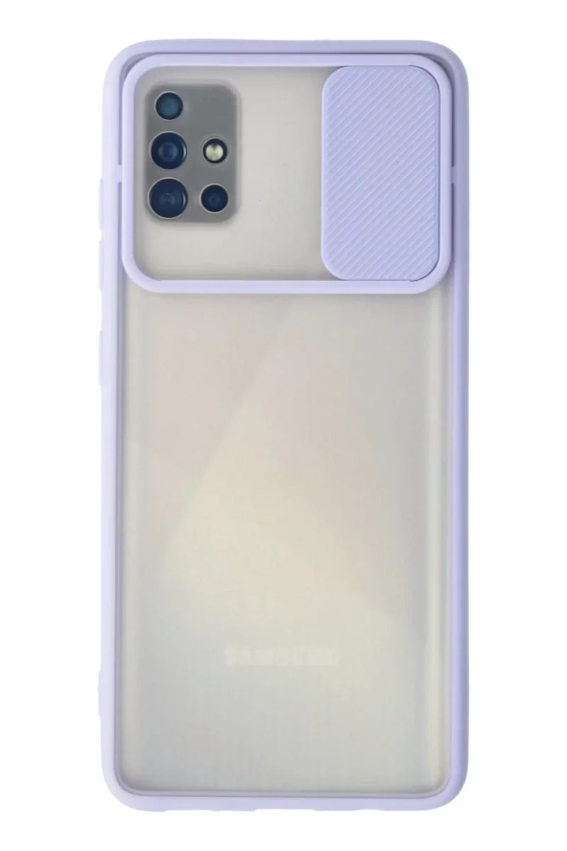 Samsung Galaxy A71 Kılıf Palm Buzlu Kamera Sürgülü Silikon - Lila