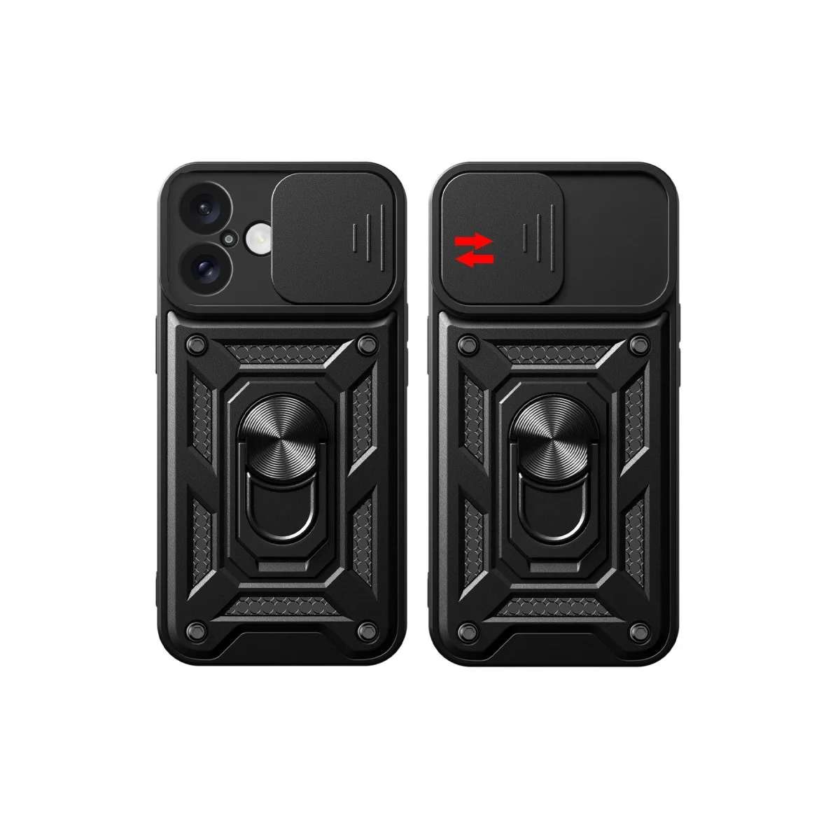 Apple İphone 16 Kılıf Pars Lens Yüzüklü Silikon - Siyah görsel 2