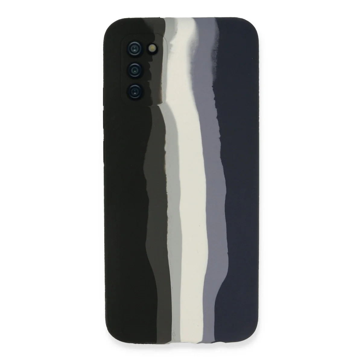 Samsung Galaxy A03s Kılıf Ebruli Lansman Silikon - Siyah-lacivert