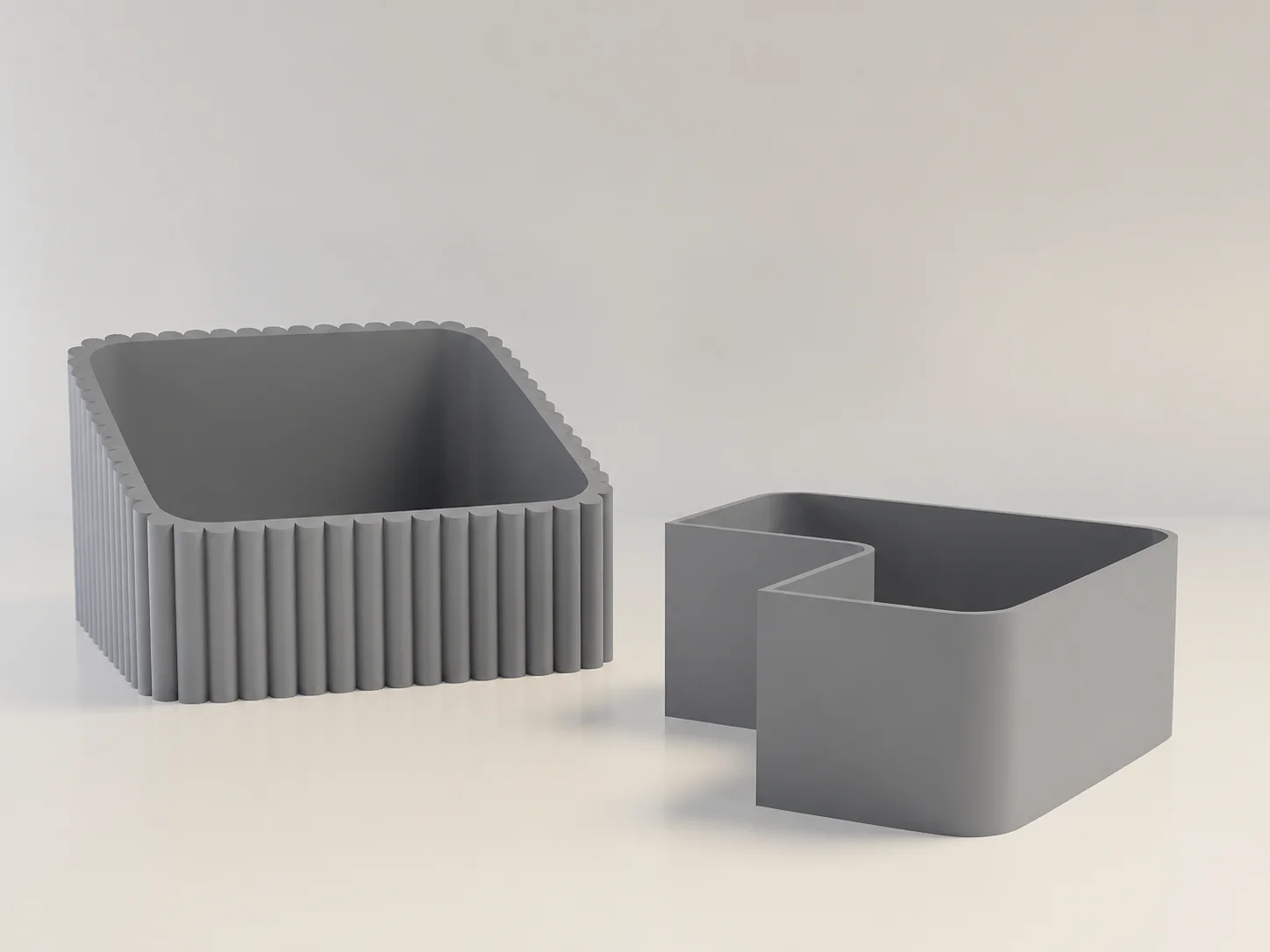 3D Baskı Fıstık Kasesi - Çift Hazneli Kabuk Ayırıcı Sunum Kasesi - Gri Gri görsel 2