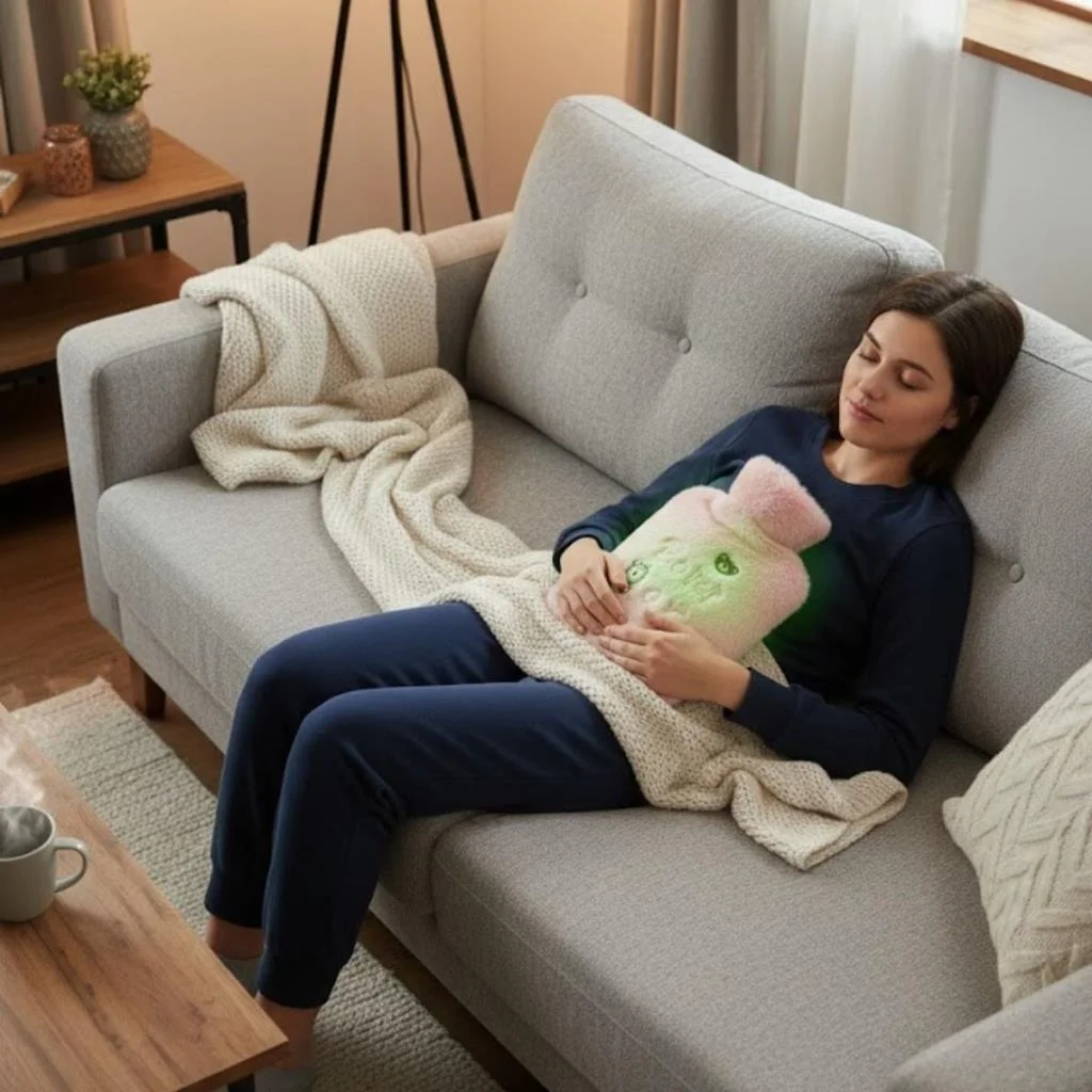 Işıklı Ayıcıklı Figürlü Pembe Peluş Sıcak Su Torbası 1 Lt – Yumuşak Kılıf, Uzun Süre Sıcak Tutan Termal Su Torbası görsel 4