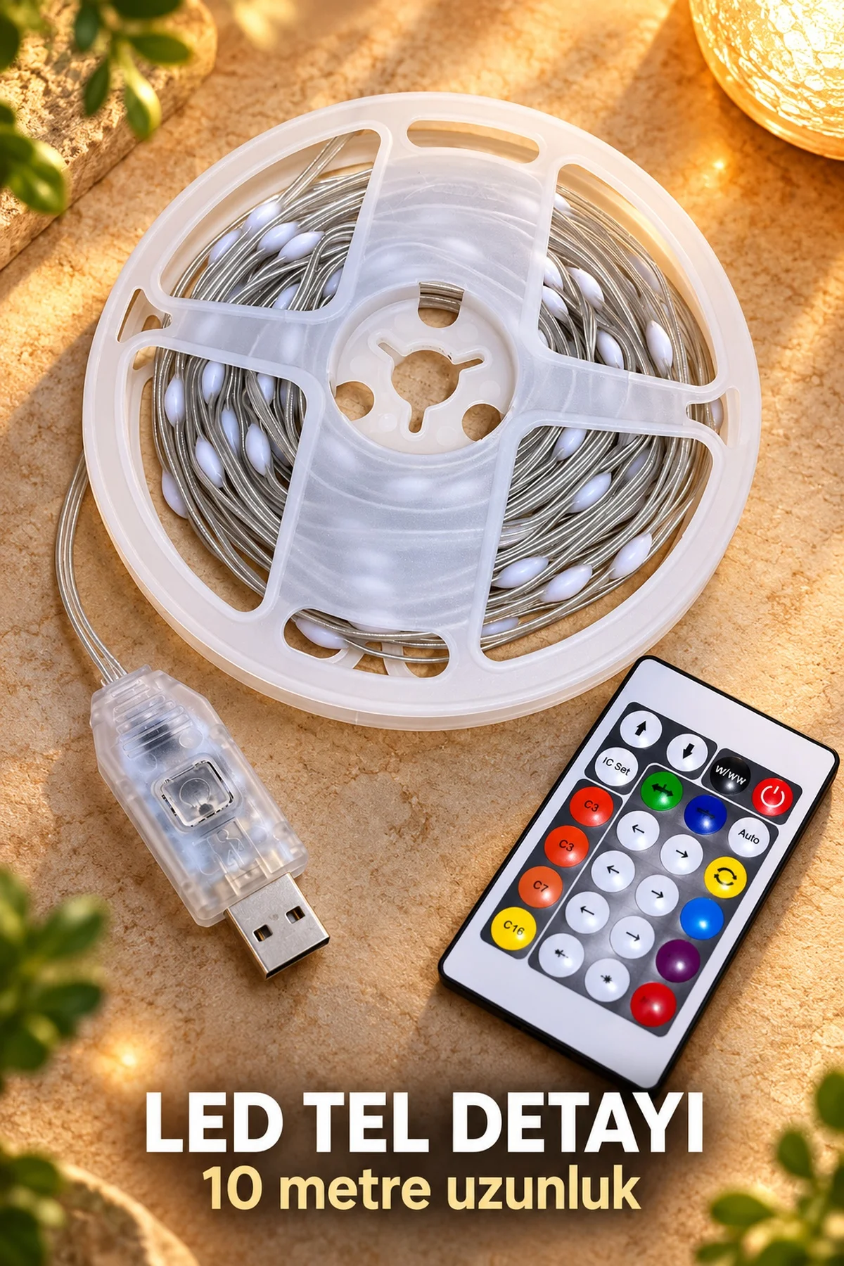 Uzaktan Kumandalı Çok Renkli LED Tel 10 Metre görsel 5