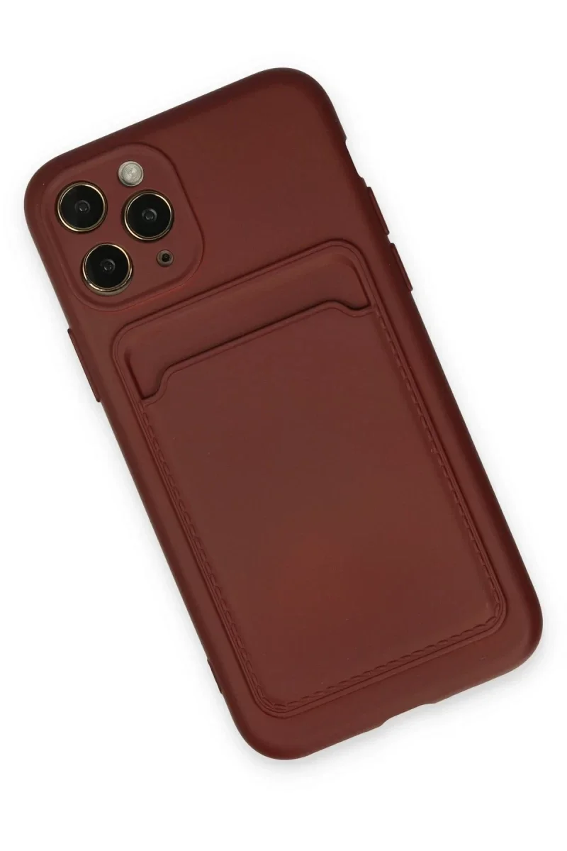 Apple iPhone 11 Pro Kılıf Kelvin Kartvizitli Silikon - Bordo görsel 3