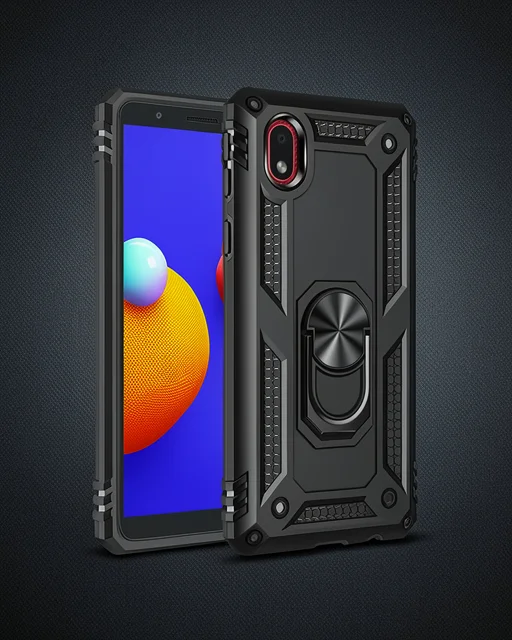 Samsung Galaxy A01 Core Kılıf Sofya Yüzüklü Silikon Kapak - Siyah