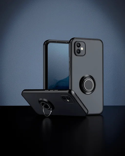 Samsung Galaxy A06 Kılıf Montreal Yüzüklü Silikon Kapak - Siyah